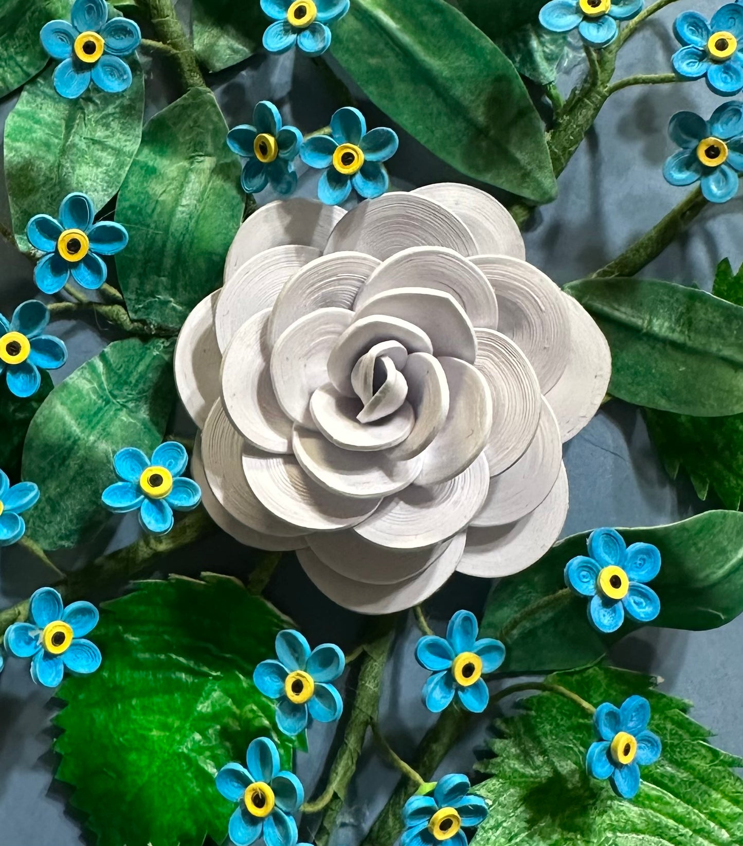 Paper Quilled Quilling of Rose and Forget Me Nots